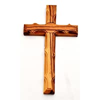 Madera de olivo Cruz fabricado en Belén Jerusalén (tamaño L-12 x W-7 cm)